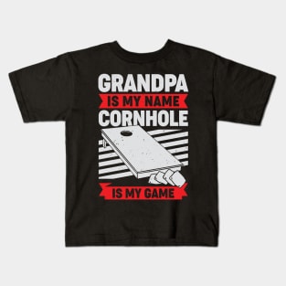 Cornhole Grandpa Bean Bag Toss Grandfather Gift Kids T-Shirt